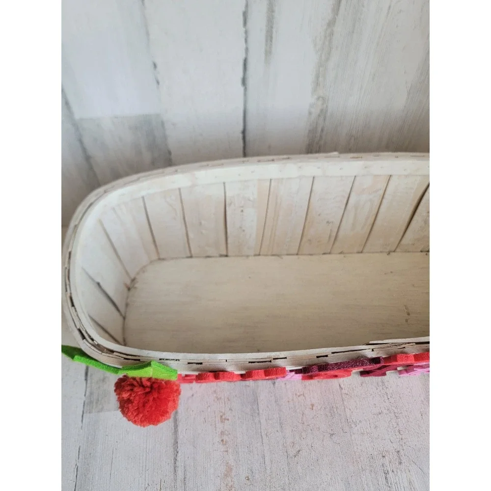 Merry Xmas large crate & barrel basket Mistletoe felt unique home container